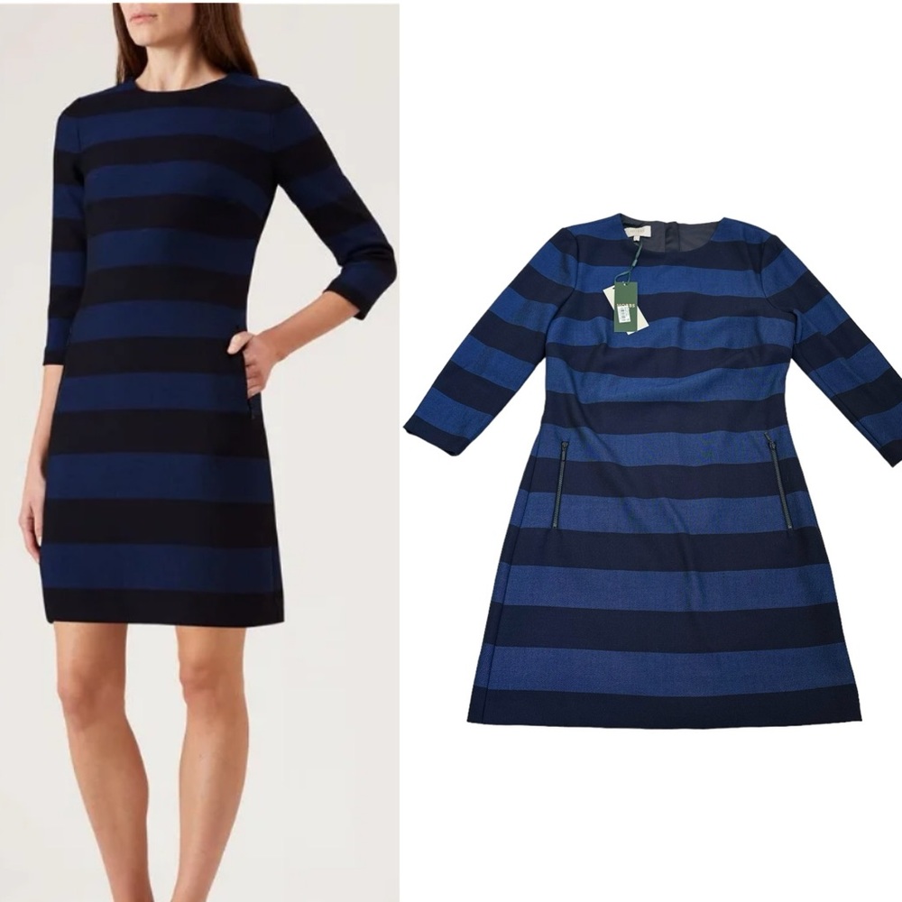 Hobbs Gracie Dress Cobalt Blue 3/4 Slv Dress Sz US 6 UK 10